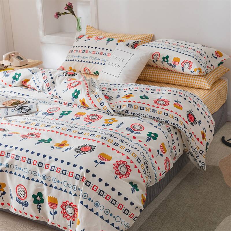 

Flower Print Bedding Set Without Filler, Multicolor