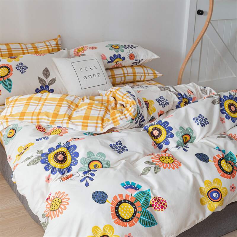 

Flower Print Bedding Set Without Filler, Multicolor