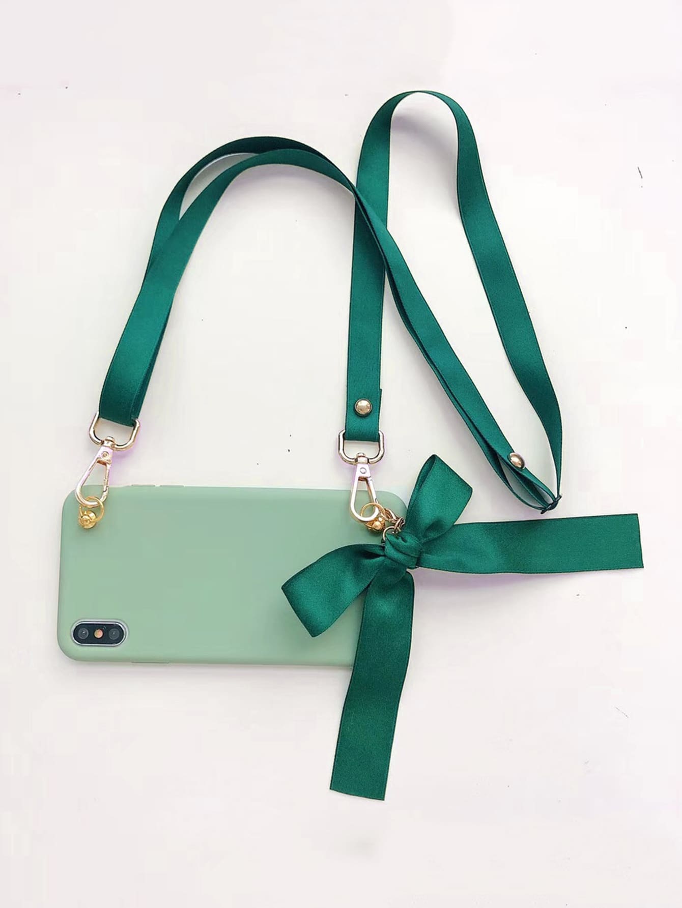 Ribbon Lanyard Case tương thích với iPhone - màu xanh lá - Xem 1