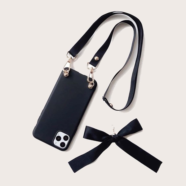 

Ribbon Lanyard iPhone Case, Black