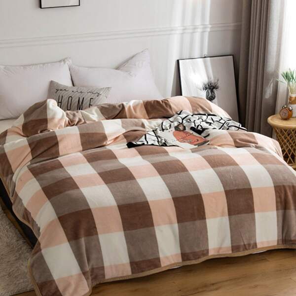 

Gingham Pattern Blanket, Grey