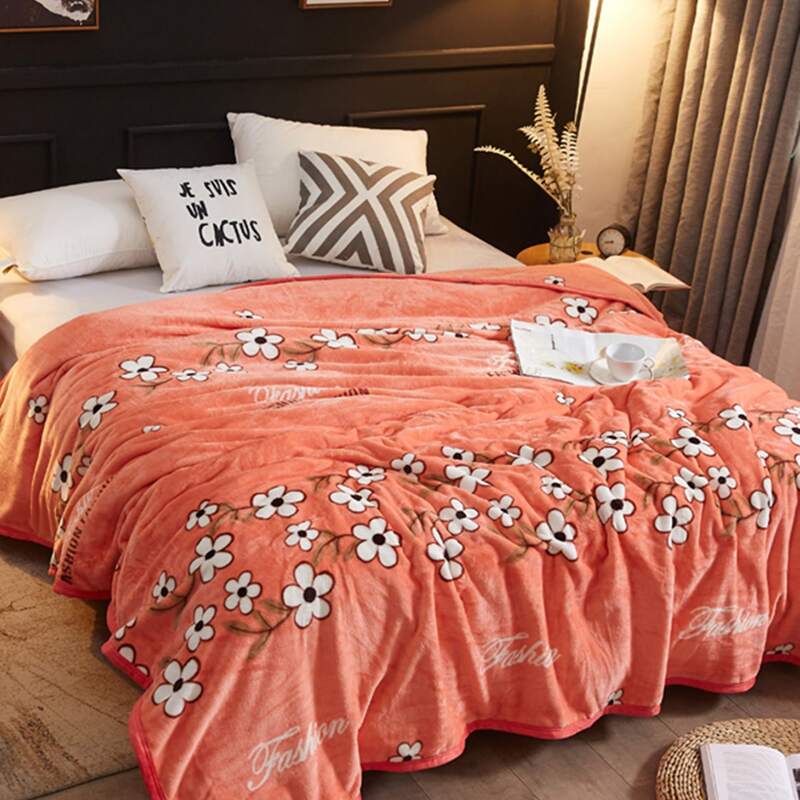 

Flower Print Blanket, Grey