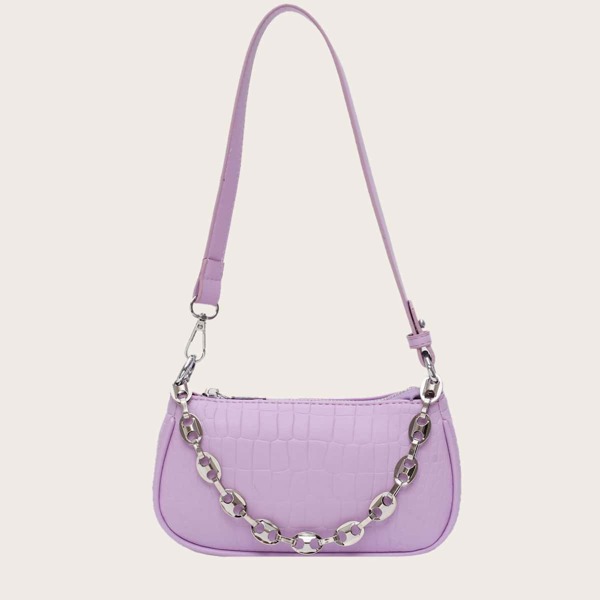 

Croc Embossed Tote Bag, Purple