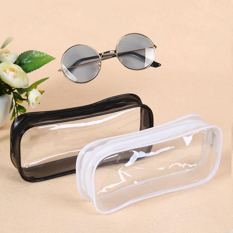 

1pc Clear Pencil Bag, Black and white