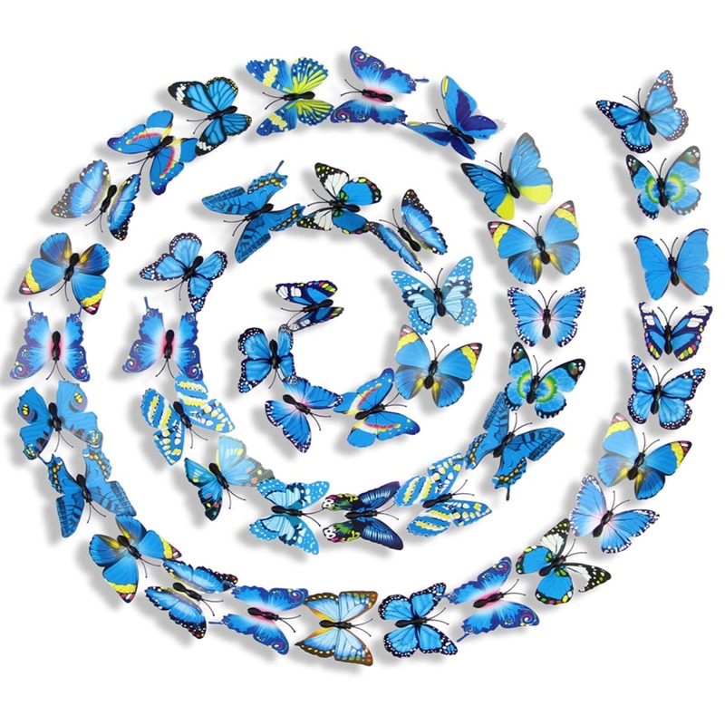 

12pcs Hollow Butterfly Wall Decor, Blue