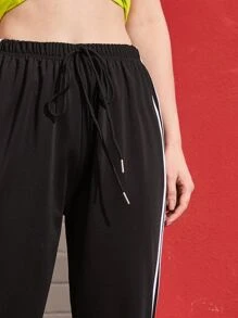 Flirla Side Striped Elastic Cuff Joggers Graduation,Back To School Outfits,Graduation,Teacher Outfits For Women,Back To School