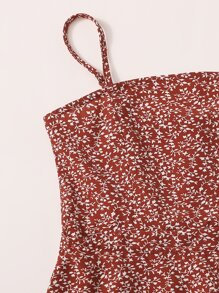 SHEIN Girls Ruffle Hem Wrap Knot Slip Dress - Burgundy - View 3
