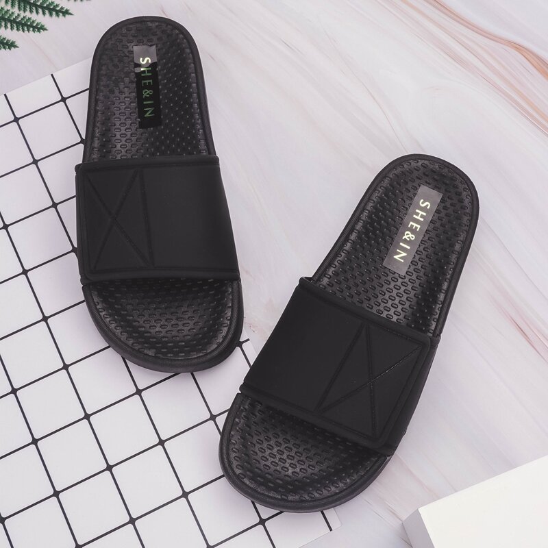 

Open Toe Non-slip Sliders, Black