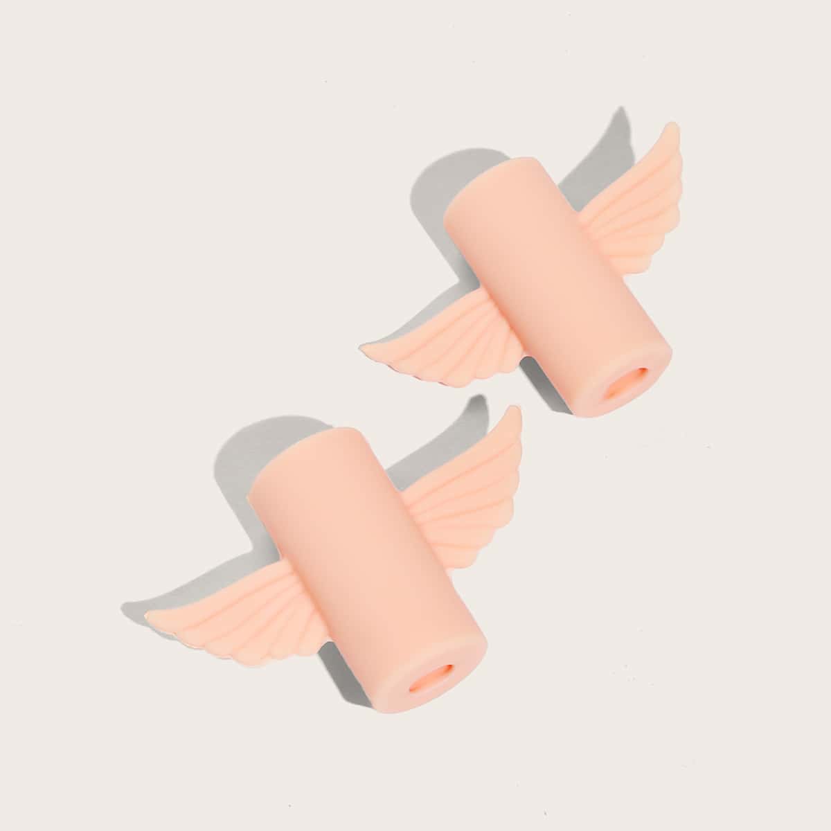 

2pcs Wing Design Phone Cable Protector, Pink