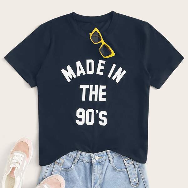

Plus Slogan Graphic Tee, Navy blue