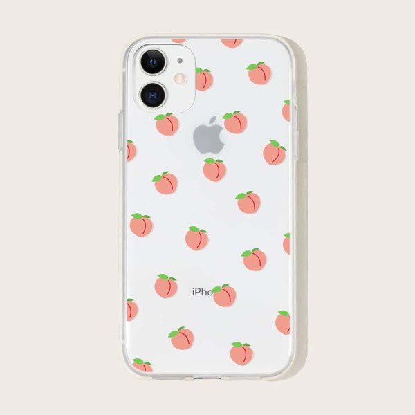 

Peach Print iPhone Case, Clear