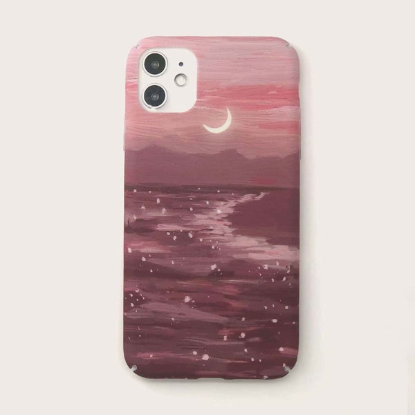 

Чехол для iPhone с принтом луны, Многоцветный