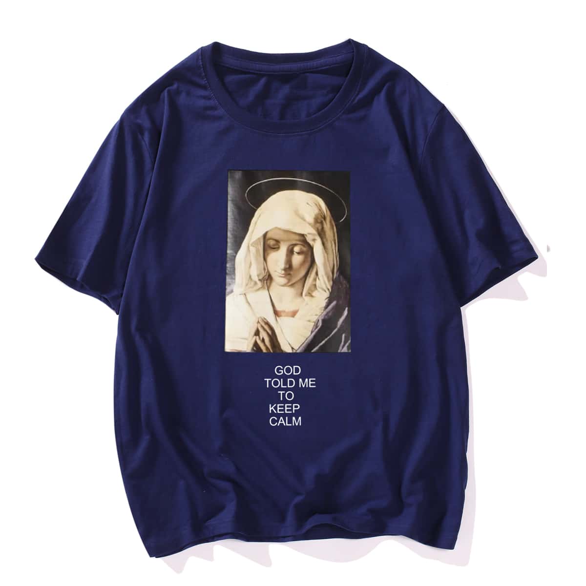 

Guys Slogan & Figure Graphic Tee, Navy blue