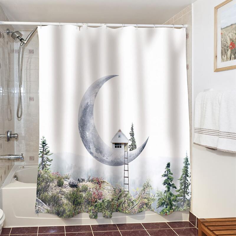 

Scenery Pattern Shower Curtain With 12hooks, Multicolor