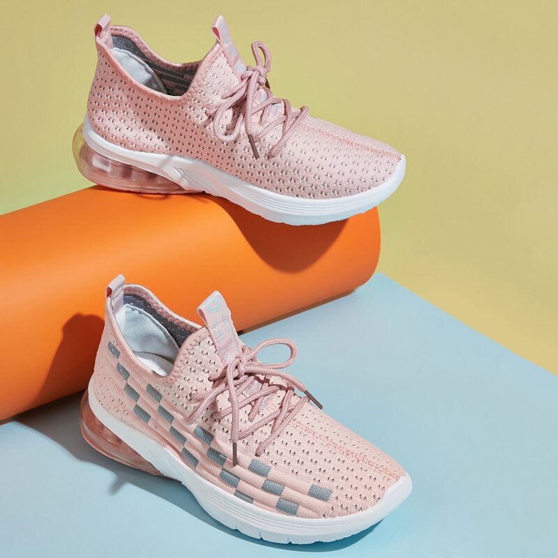 

Lace-up Front Wide Fit Sneakers, Pink