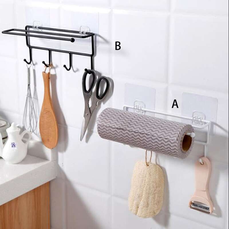 

1pc Wall Mounted Storage Rack, Black and white