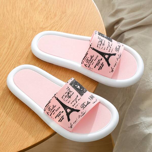 

Eiffel Tower Print Sliders, Pink
