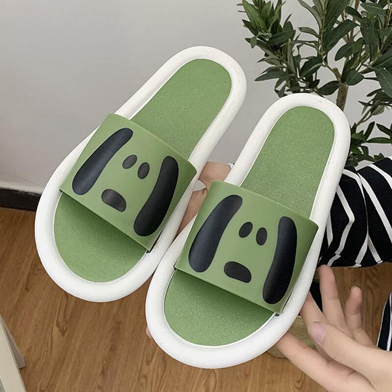 

Open Toe Cartoon Graphic Sliders, Green