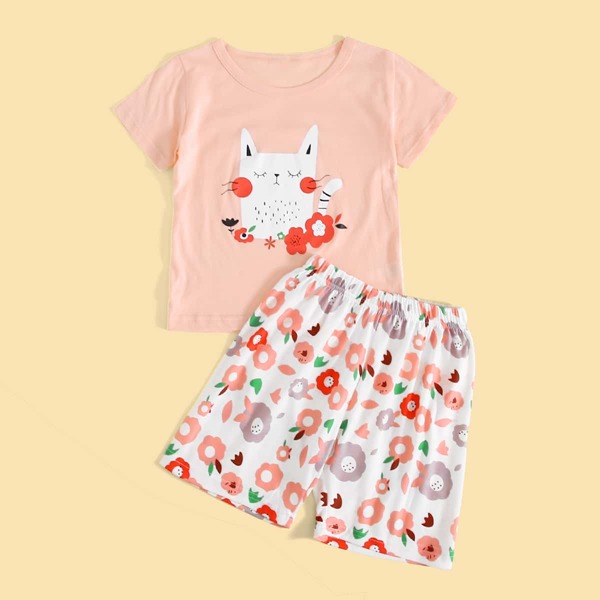

Toddler Girls Cartoon Graphic PJ Set, Multicolor