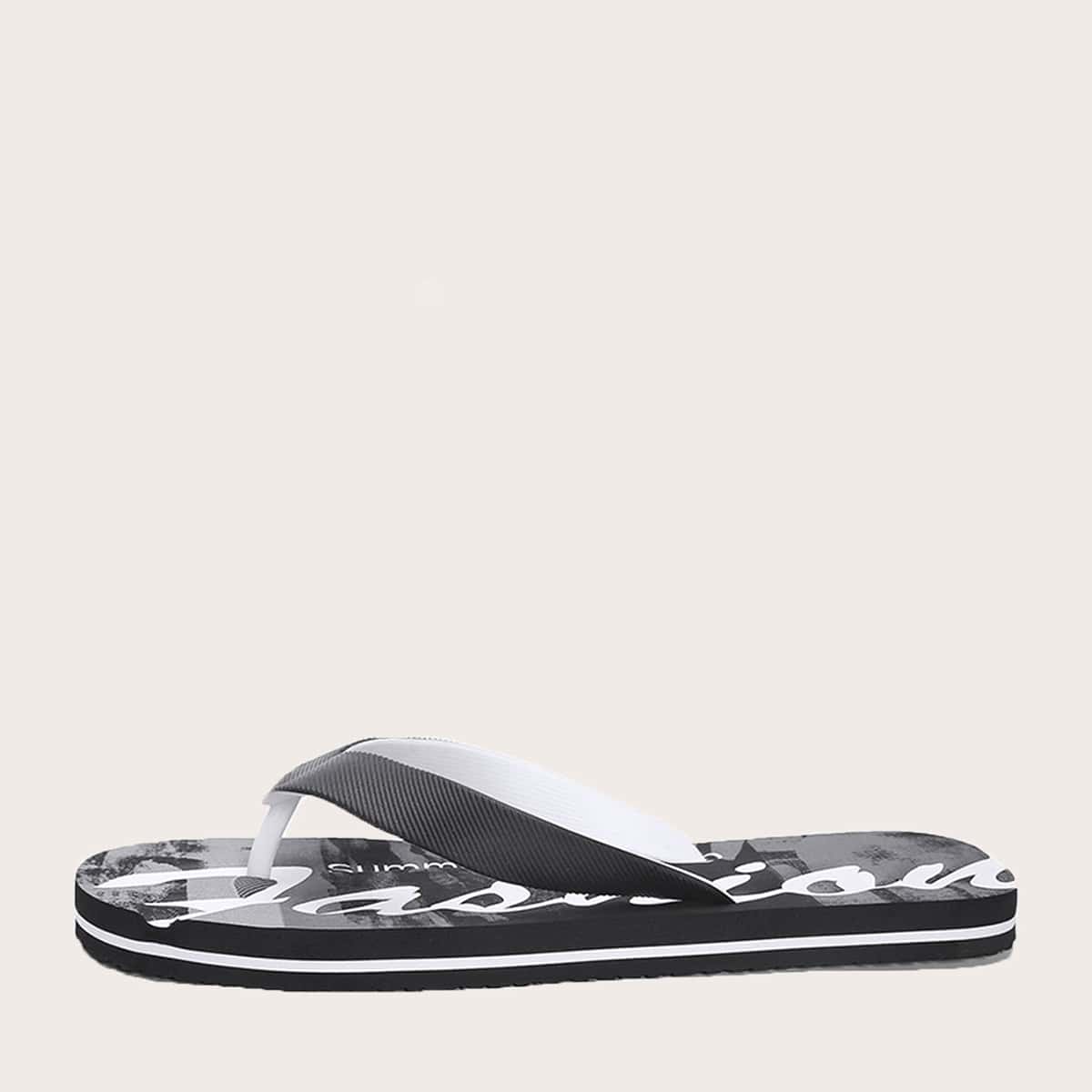 

Guys Letter Graphic Flip Flops, Black