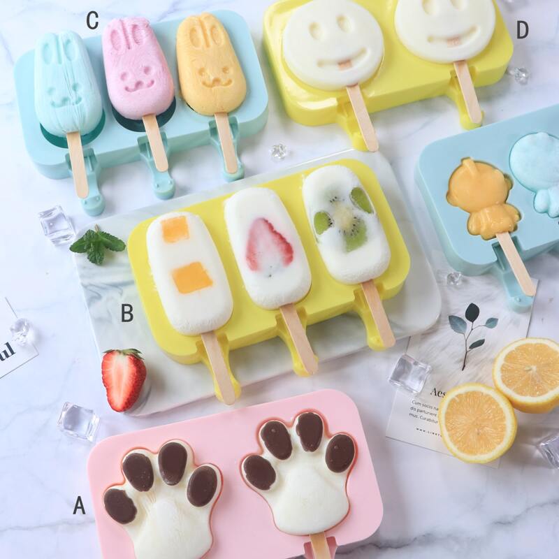 

1pc Ice Cream Mold With 50pcs Wooden Stick, Multicolor