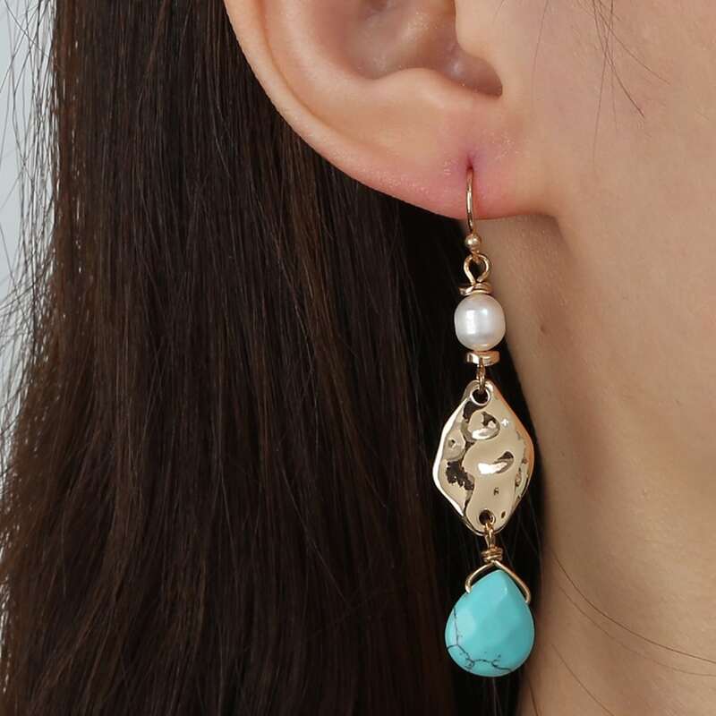 

Turquoise Charm Drop Earrings, Multicolor