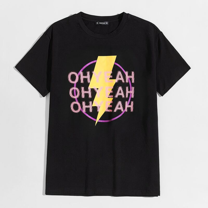 

Guys Geo & Letter Graphic Tee, Black