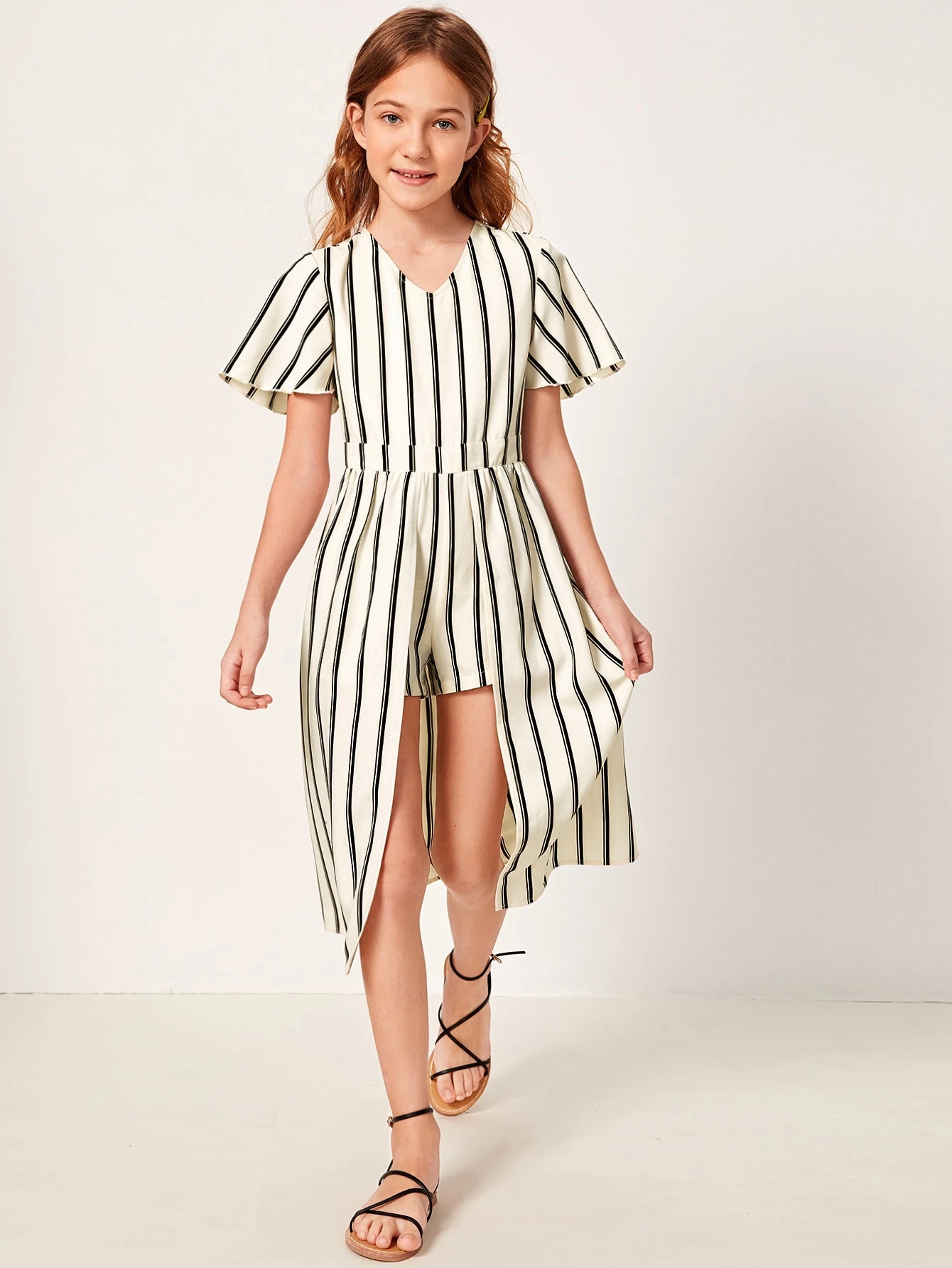 striped maxi romper
