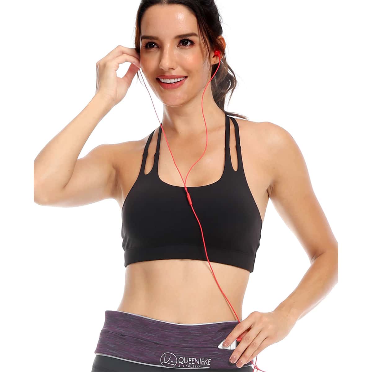 

Queenieke Double Strap Solid Sports Bra, Black