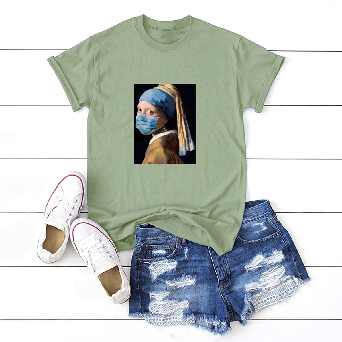

Figure Graphic Round Neck Tee, Army green