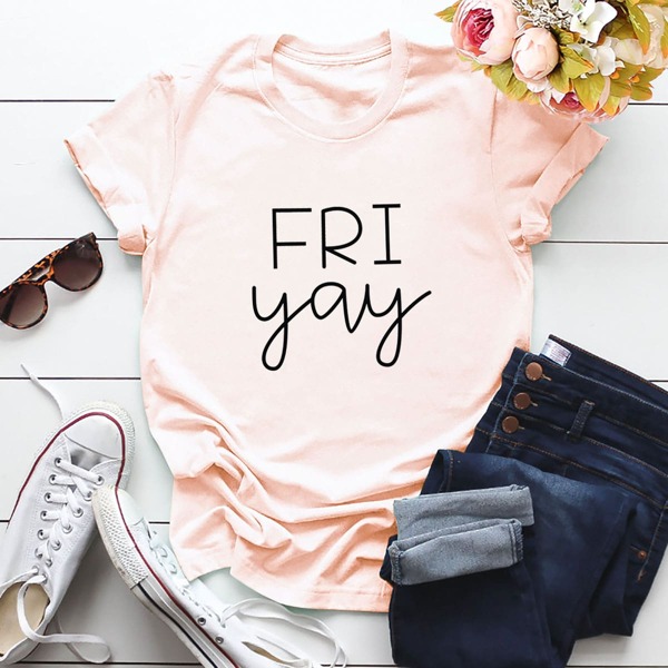 

Letter Graphic Round Neck Tee, Pink