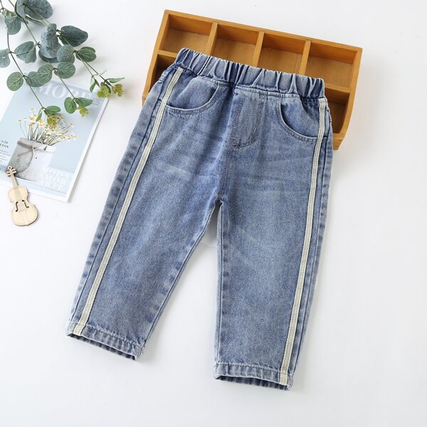 

Toddler Boys Side Tape Elastic Waist Jeans, Blue