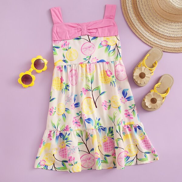 

Toddler Girls Fruit And Floral Bow Back Cami Dress, Multicolor