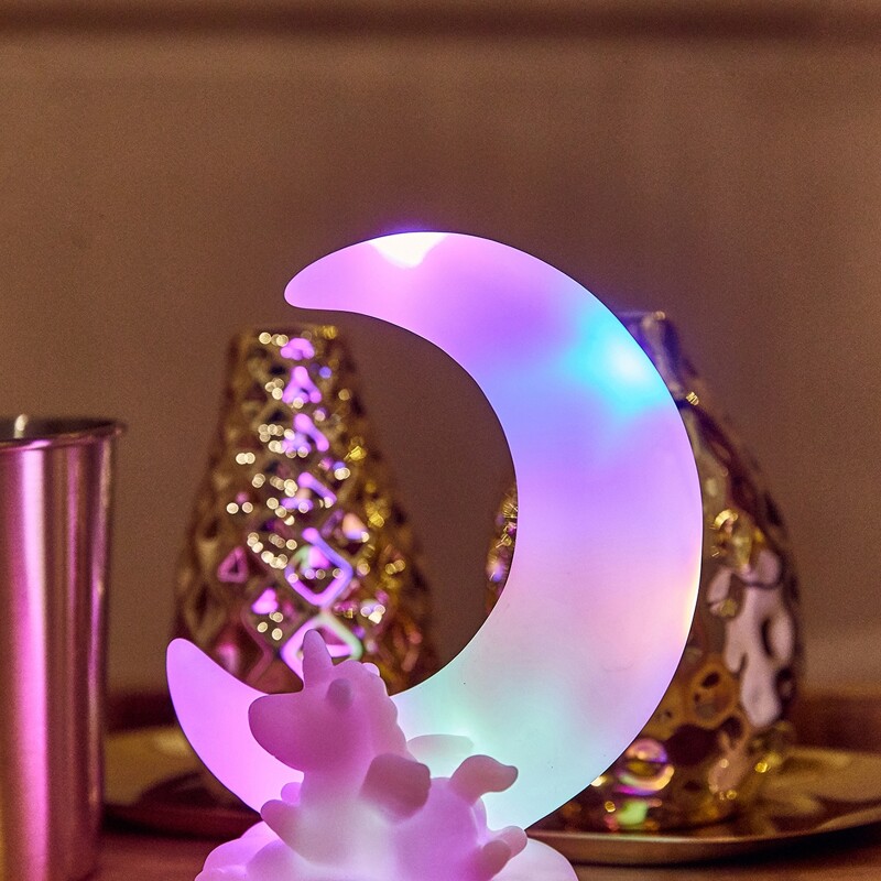 

Unicorn & Moon Shaped Night Light, Pink