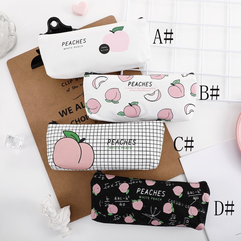 

1pc Peach Print Pencil Case, Multicolor