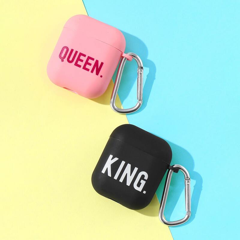 

2pcs Slogan Graphic AirPods Case, Multicolor