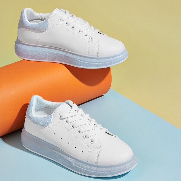 

Lace-up Front Low Top Sneakers, White