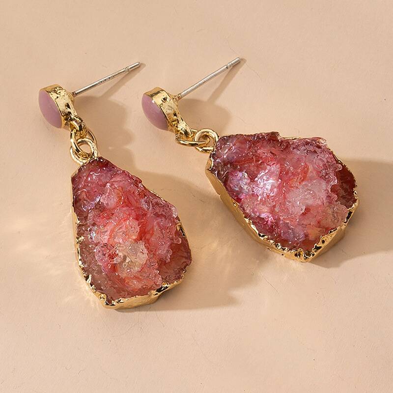 

Geometric Charm Drop Earrings, Red
