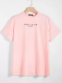 Manfinity RebelGame Men Cotton Slogan Graphic Tee - Pink - View 2