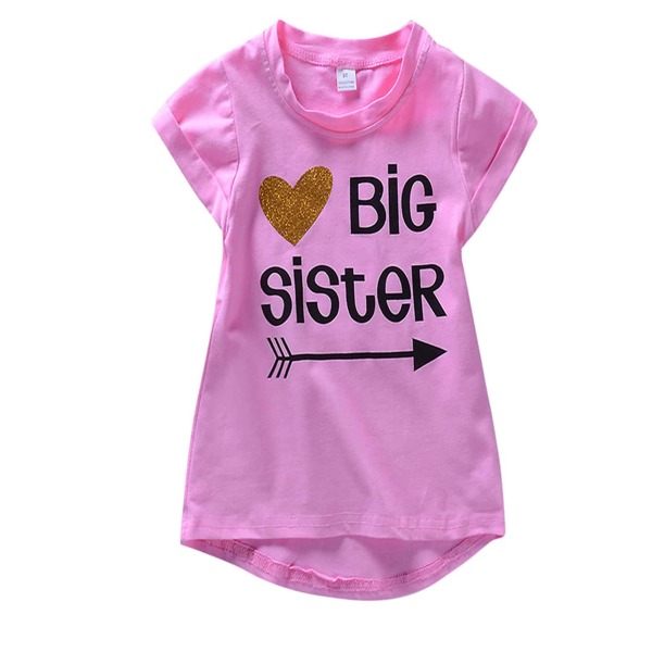

Toddler Girls Letter Graphic High Low Tee, Pink