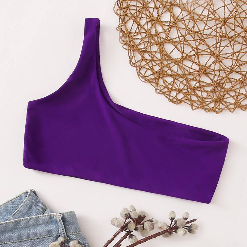 

One Shoulder Bikini Top, Purple