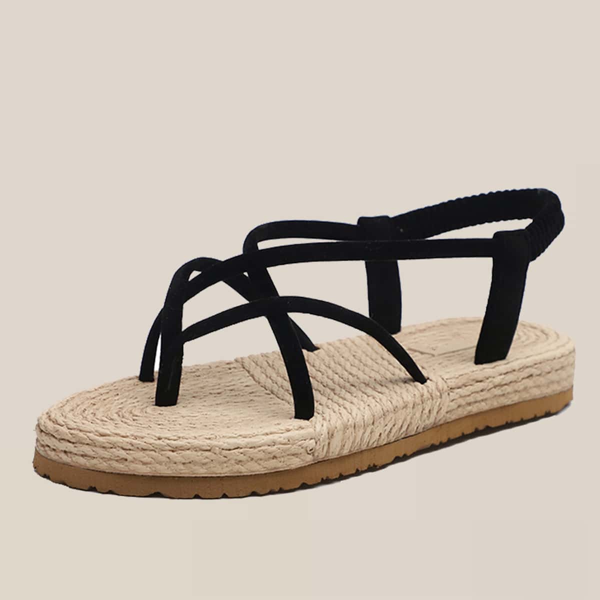 

Toe Post Slingback Espadrille Sandals, Black