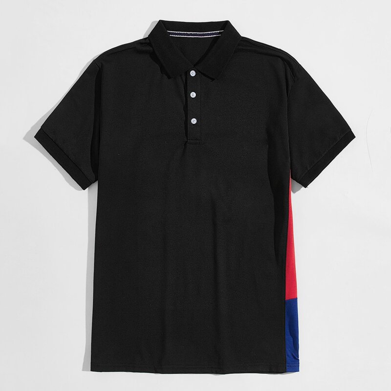 

Guys Contrast Panel Polo Shirt, Black