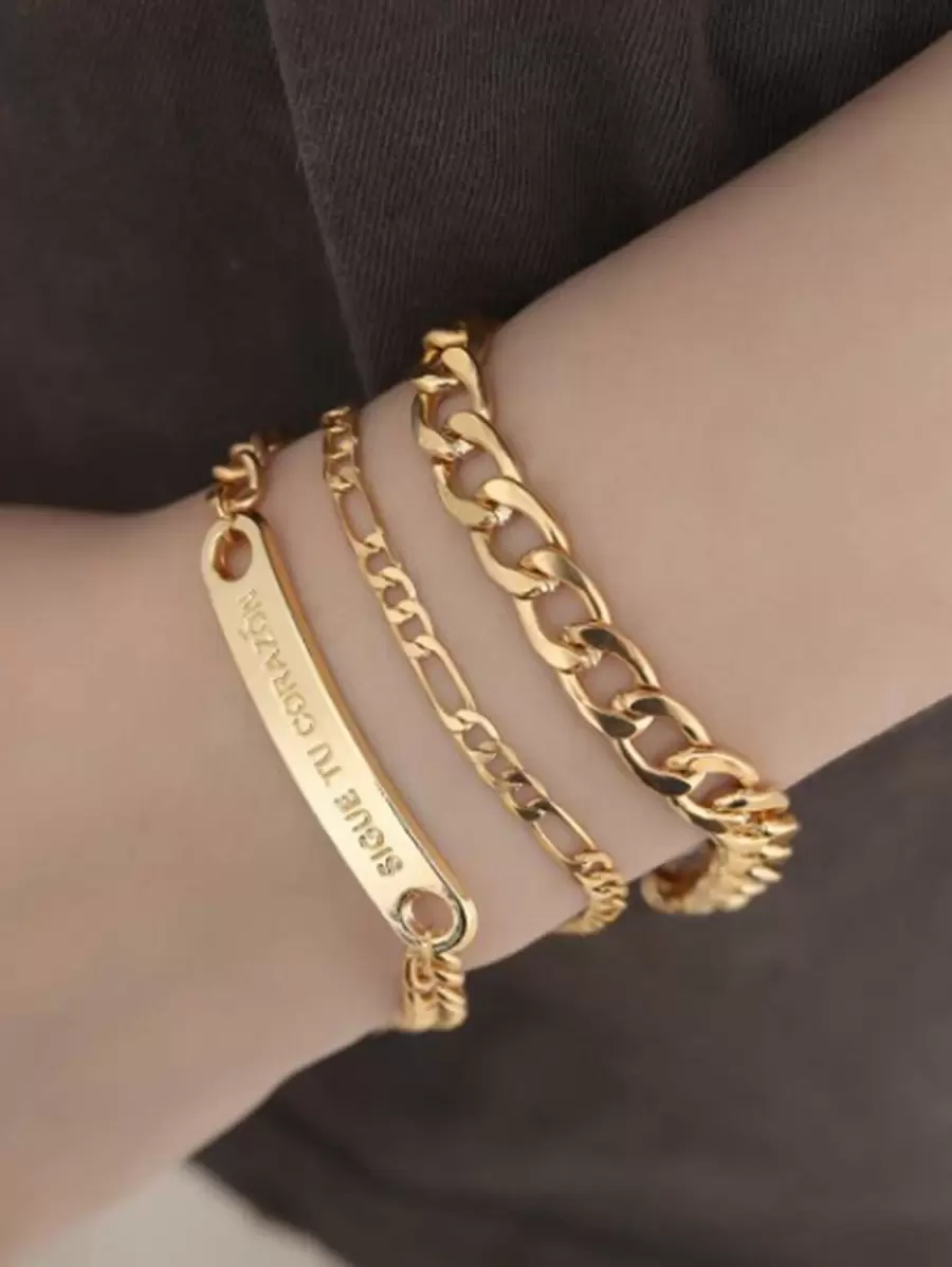 3 cái Chain Bracelet Set - Vàng - Xem 1