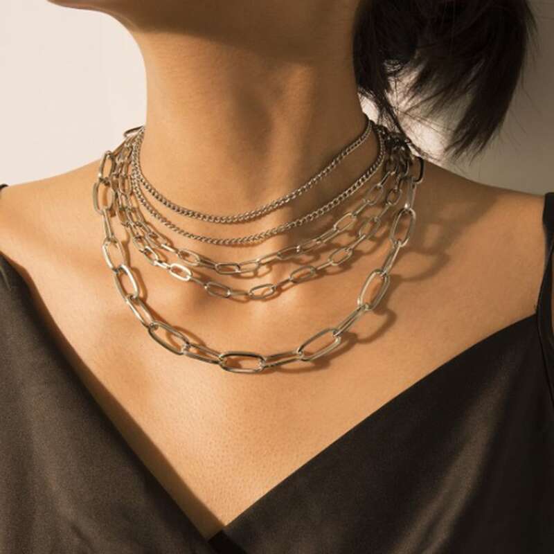 

Layered Chain Necklace, Gold