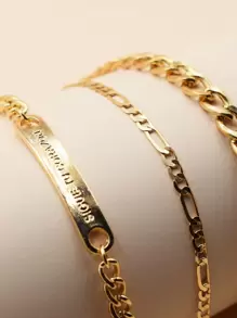 3 cái Chain Bracelet Set - Vàng - Xem 4