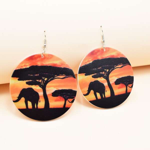 

Animal Pattern Round Earrings, Multicolor