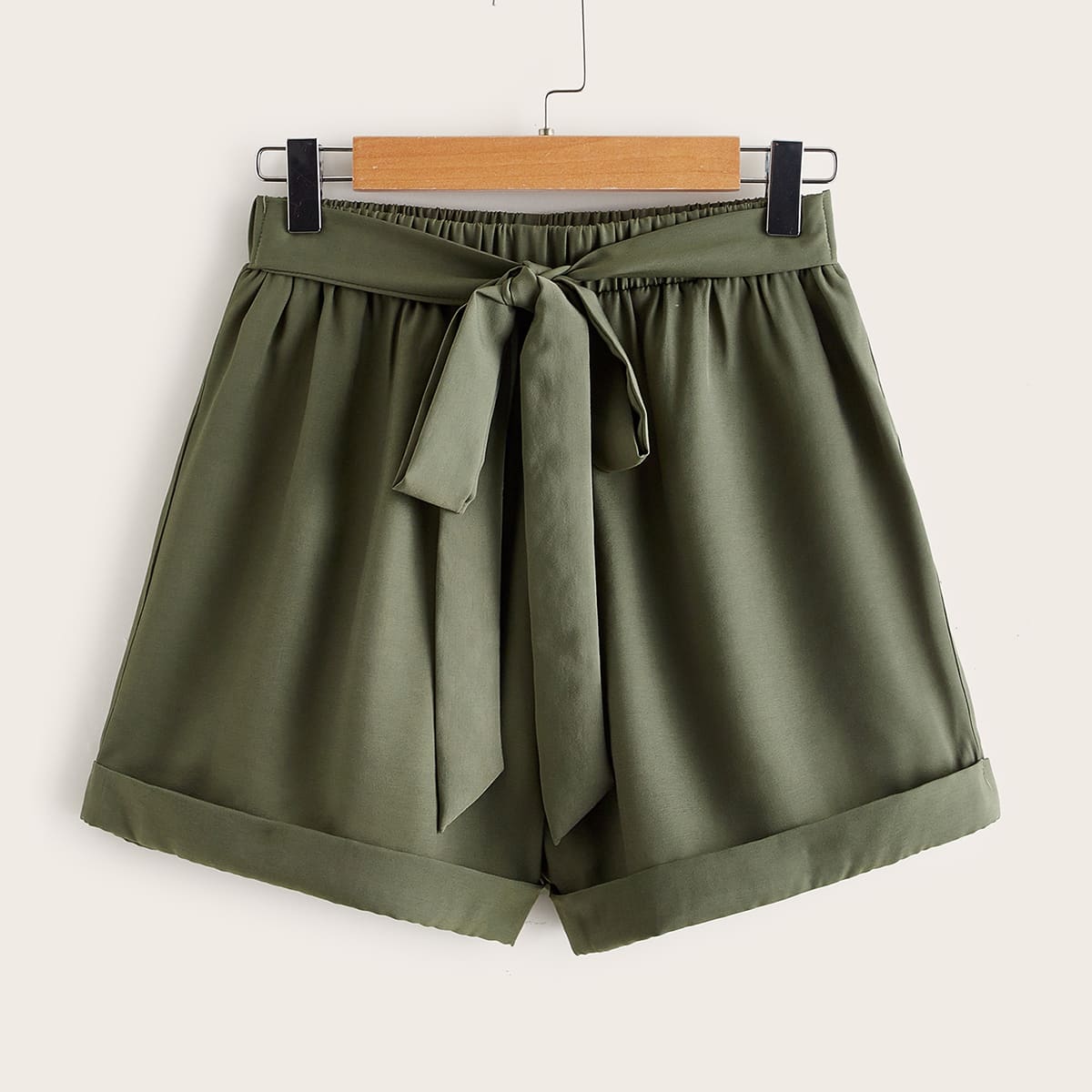 

Tie Front Amy Green Shorts, Army green
