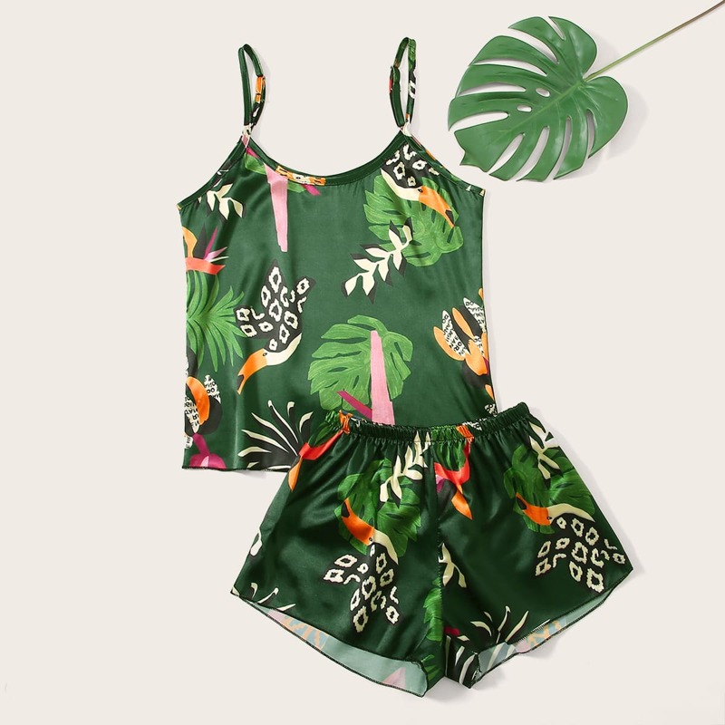 

Tropical Print Cami PJ Set, Green