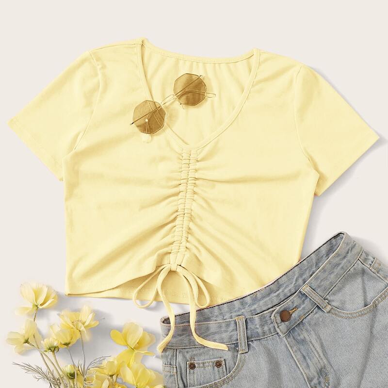 

Drawstring Yellow Crop Top